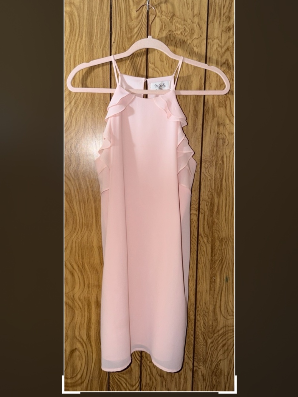M.girls by material girls pink ruffled halter dress size medium